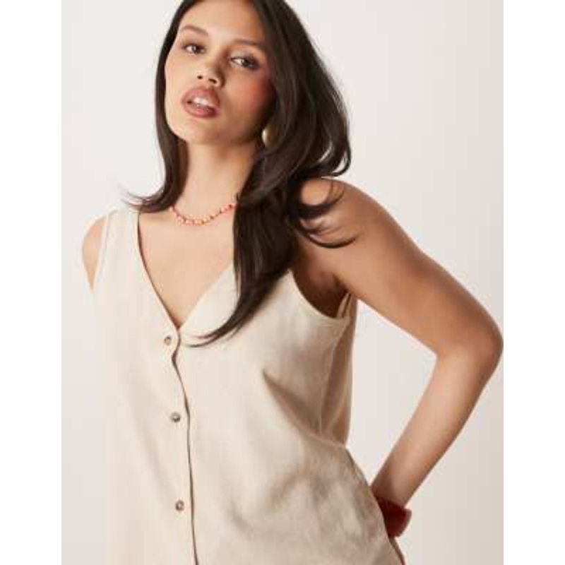 JDY linen mix vest in stone – part of a set