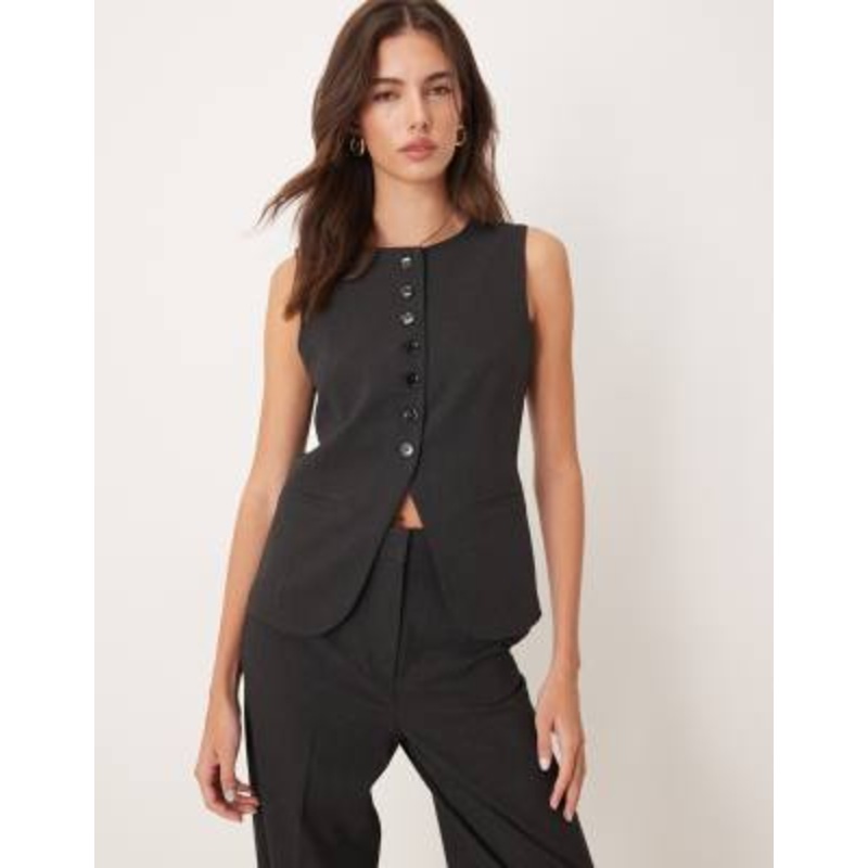 Mango Daisy tailored 3 piece set vest in charcoal