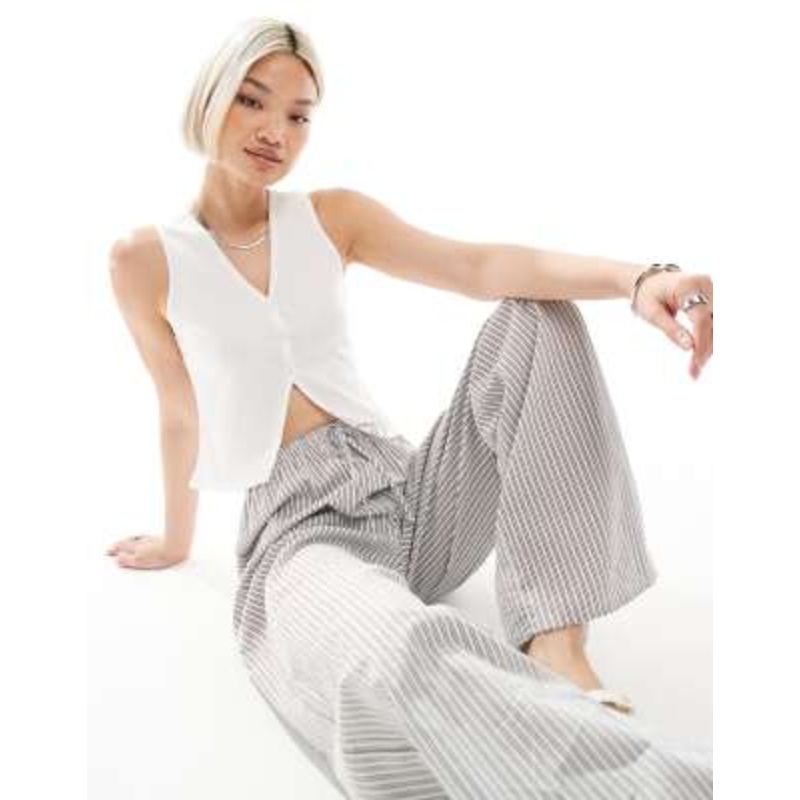 Miss Selfridge jersey ribbed vest in ivory