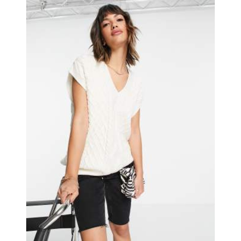 & Other Stories knitted vest in off white