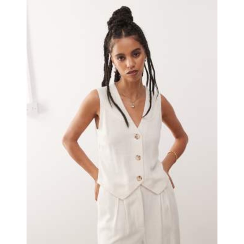 Reclaimed Vintage linen blend vest in beige