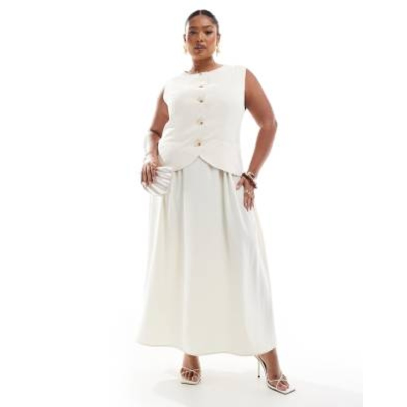Renee Studio Plus exclusive tailored vest maxi dress in cream