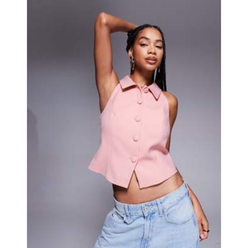 River Island high neck vest in light pink