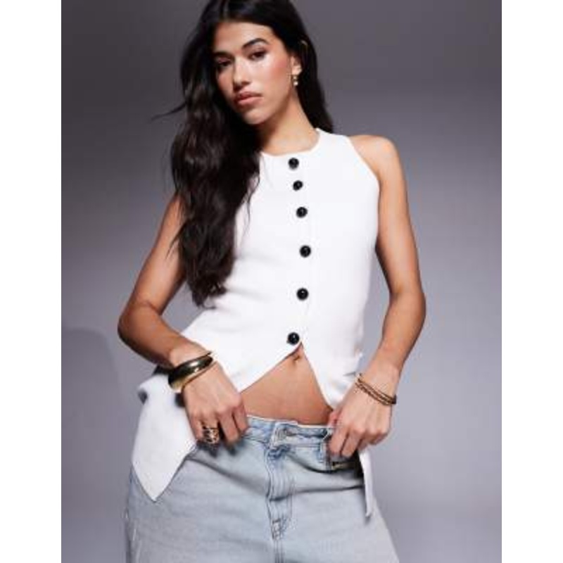 River Island longline knit vest in cream