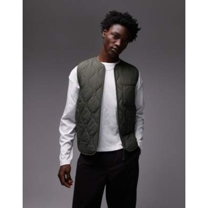 Tommy Jeans quilted vest in khaki green