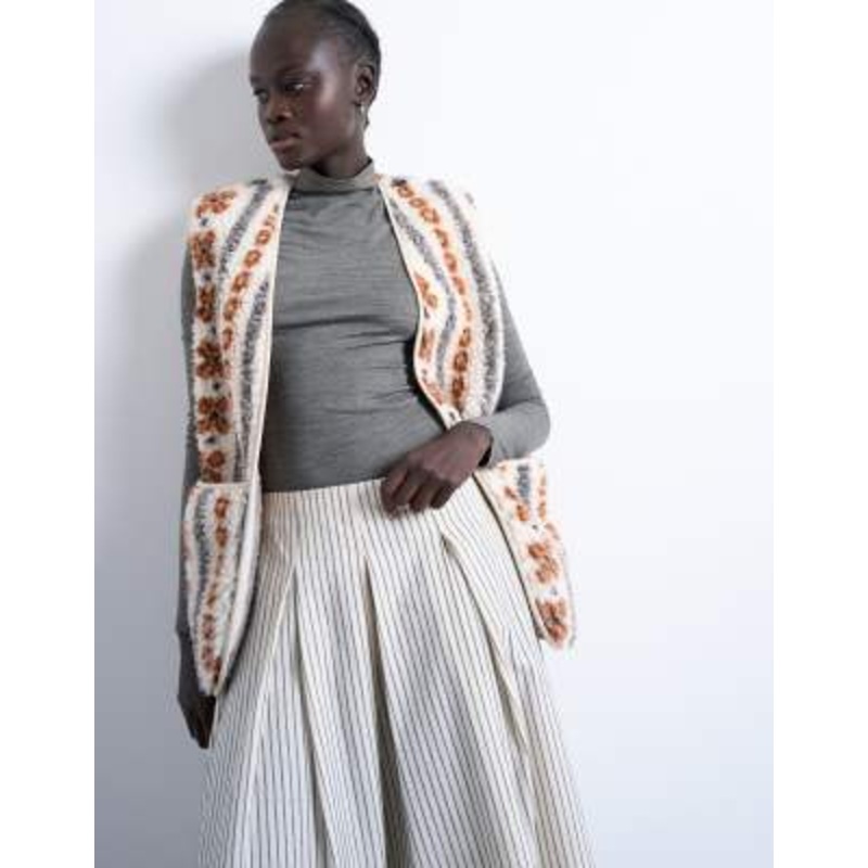 Topshop borg abstract printed vest in multi