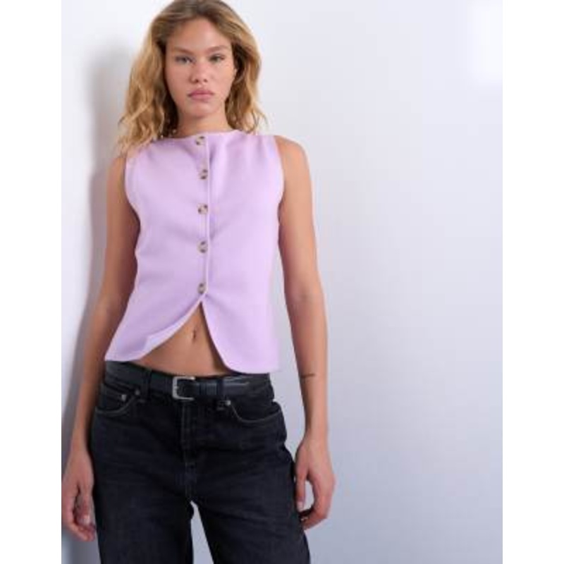 Topshop knitted compact vest in lilac