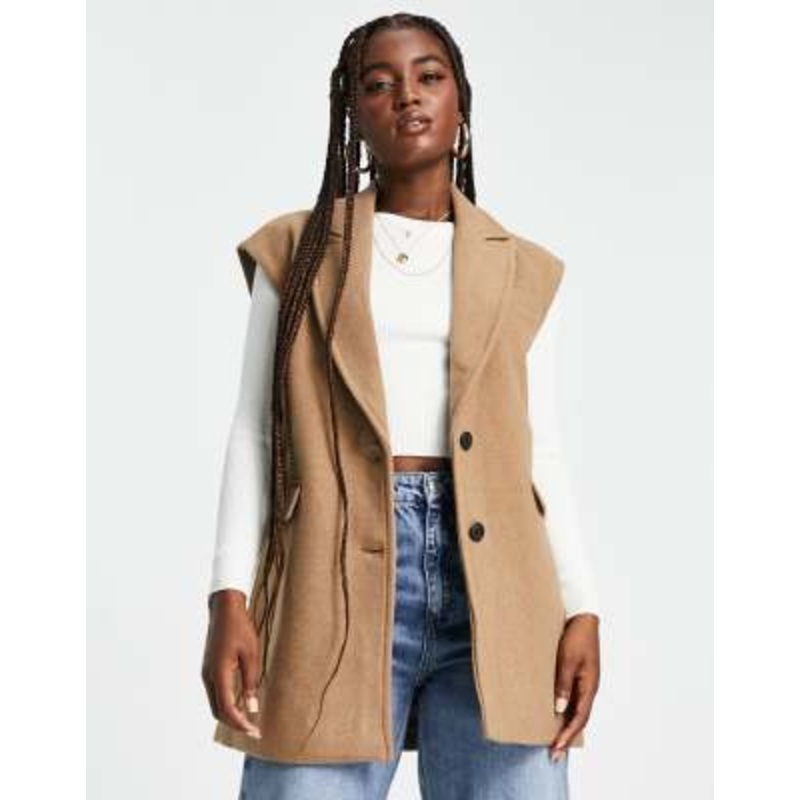 Vero Moda formal suit vest jacket in camel