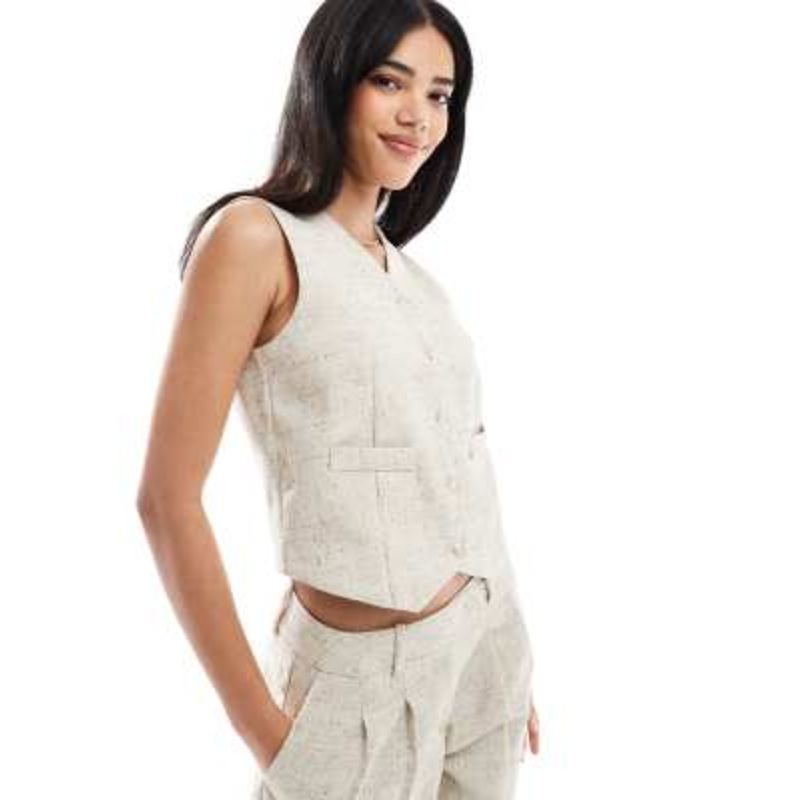 Vero Moda tailored vest in oatmeal – part of a set