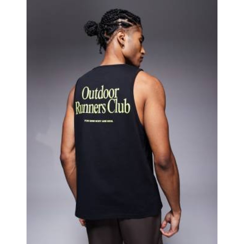 4505 Outdoor Runner back print cotton vest with quick dry finish in black