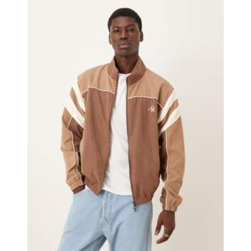 Alma de Ace vestra zip up color block track jacket in beige