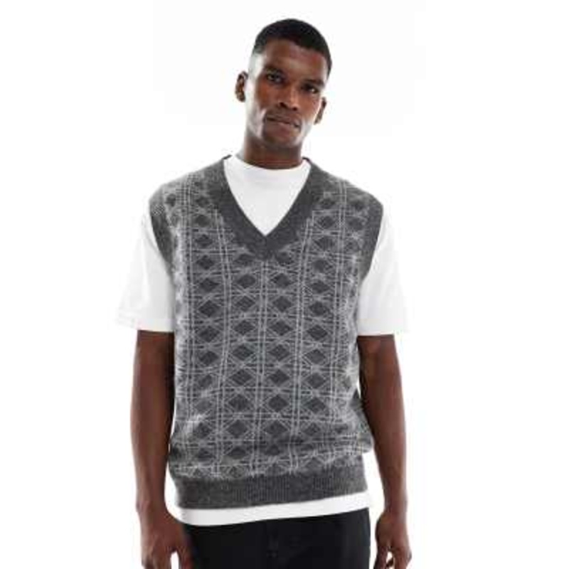 Jack & Jones knit vest in gray pattern