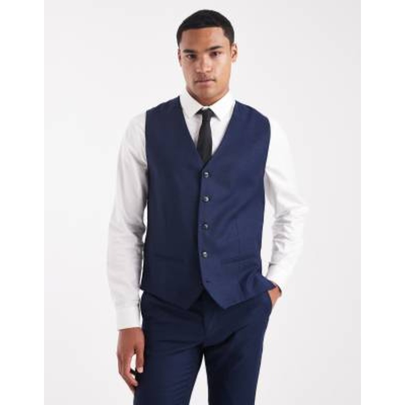 Jack & Jones slim fit wool blend vest in navy