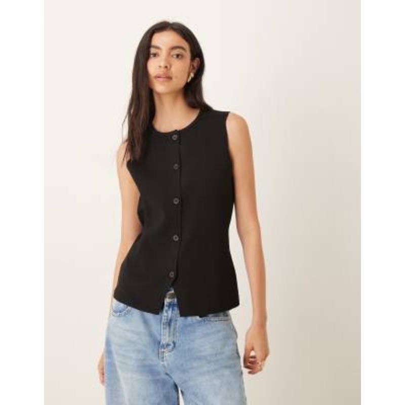 JDY knit vest in black