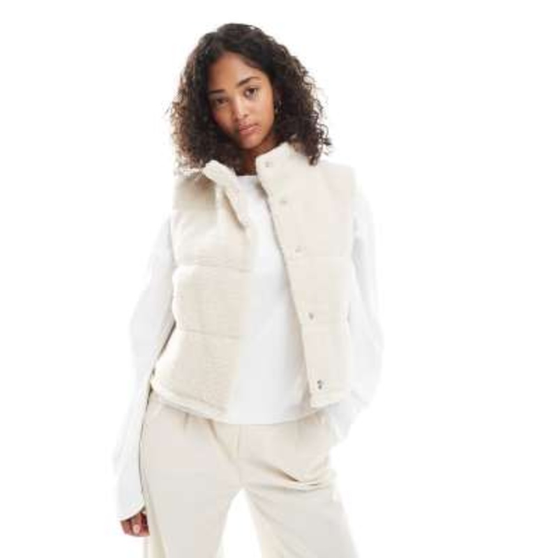 ONLY borg padded vest in stone