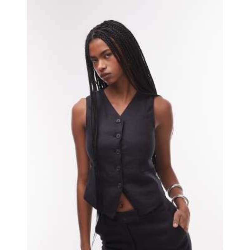 & Other Stories fitted linen vest in black – part of a set