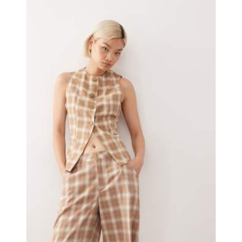 Reclaimed Vintage tailored vest in check – part of a set