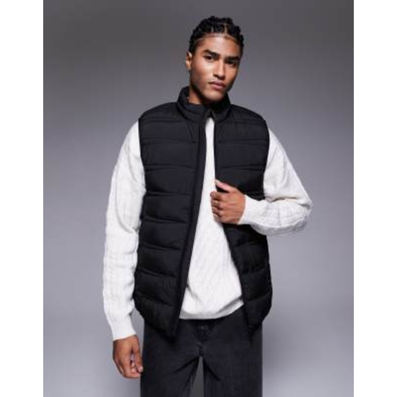 River Island lightweight puffer vest in black
