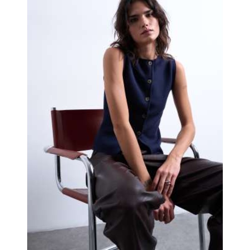 Topshop knit compact vest in navy