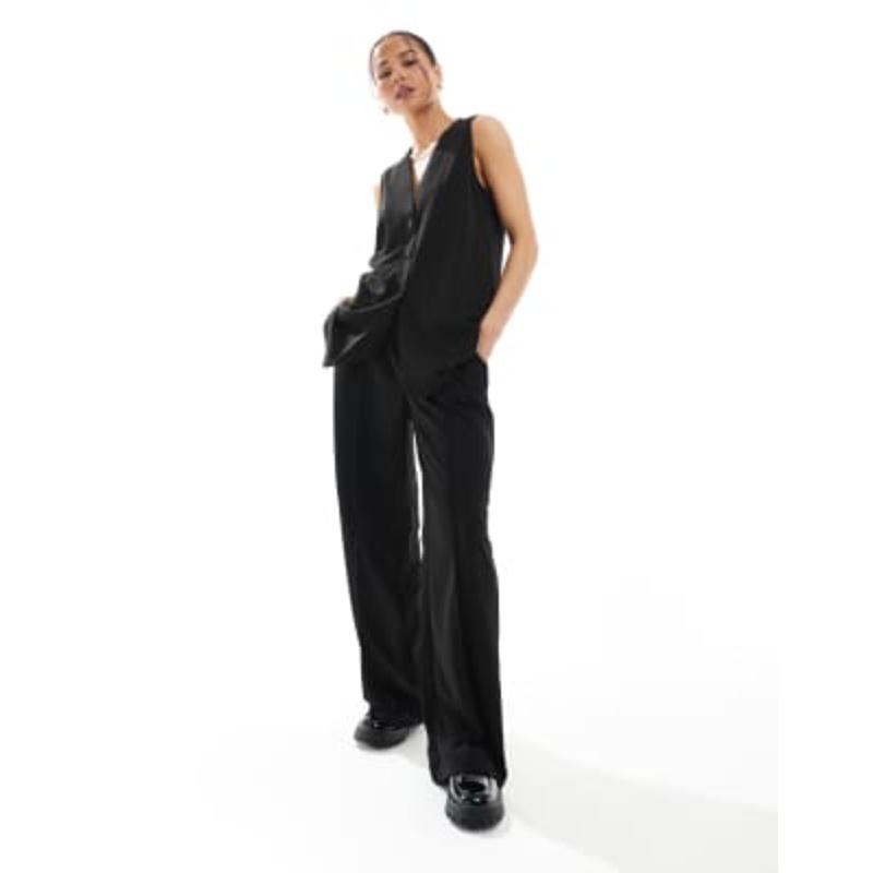 Vero Moda jersey crepe vest and pants set in black