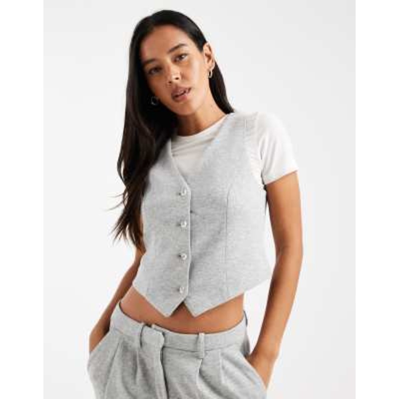 Vero Moda jersey vest in light gray melange – part of a set