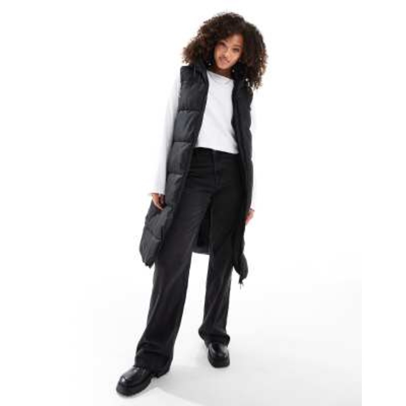 Vero Moda padded longline vest in black