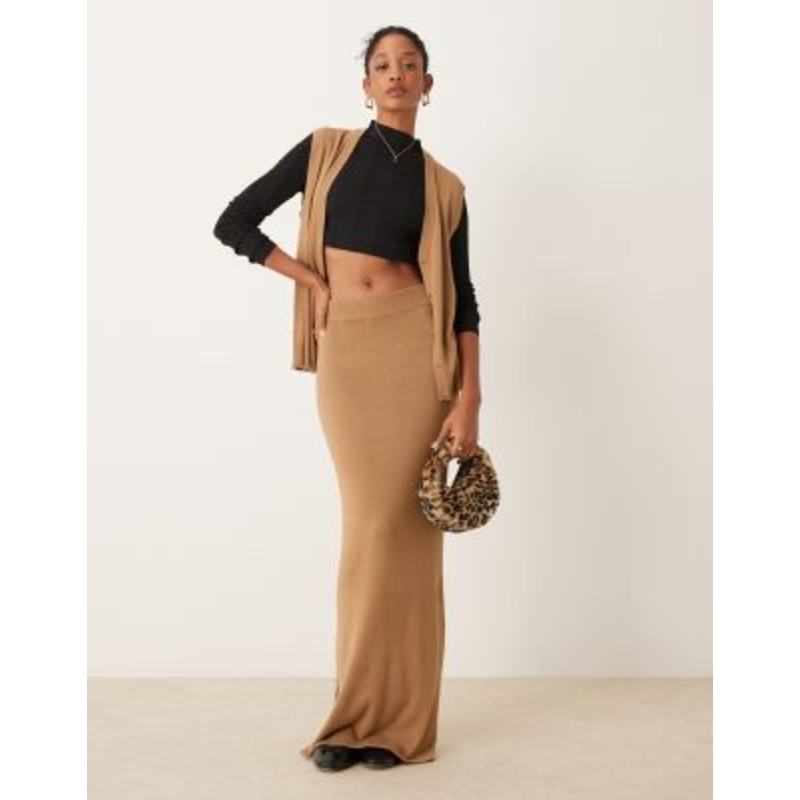 Vila knitted vest and maxi skirt set