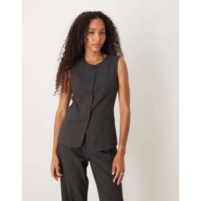 Vila tailored vest in dark heather gray – part of a set