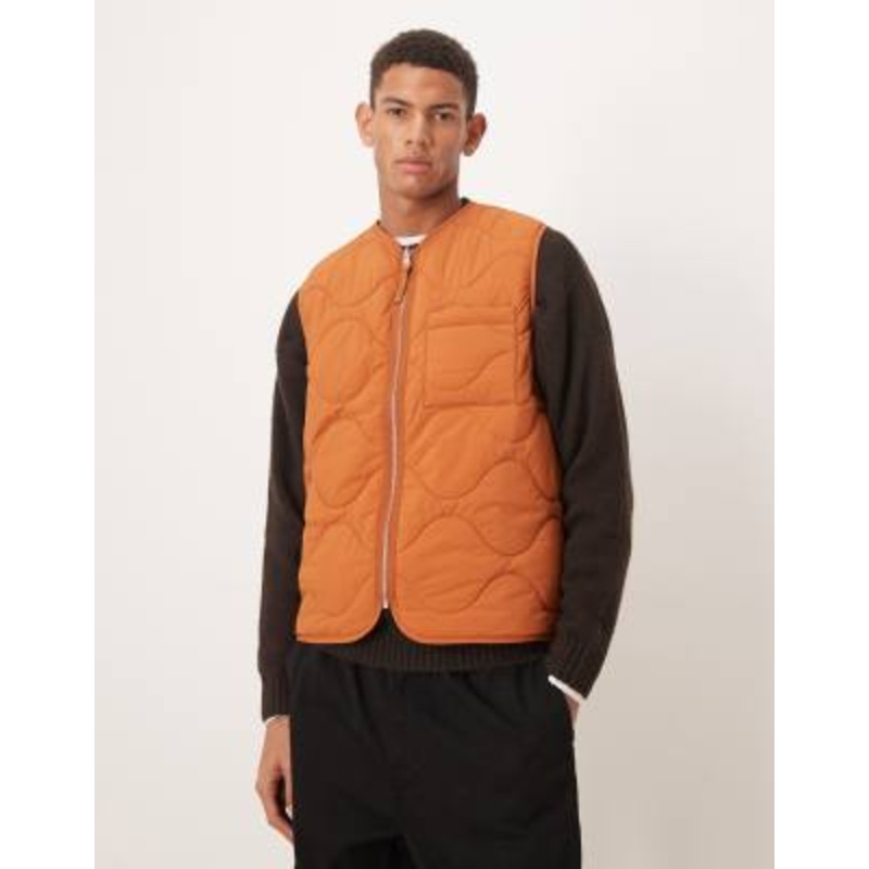 ARKET quilted vest with zip front in orange