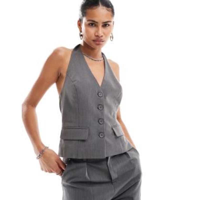 Emory Park halter tailored vest in gray – part of a set