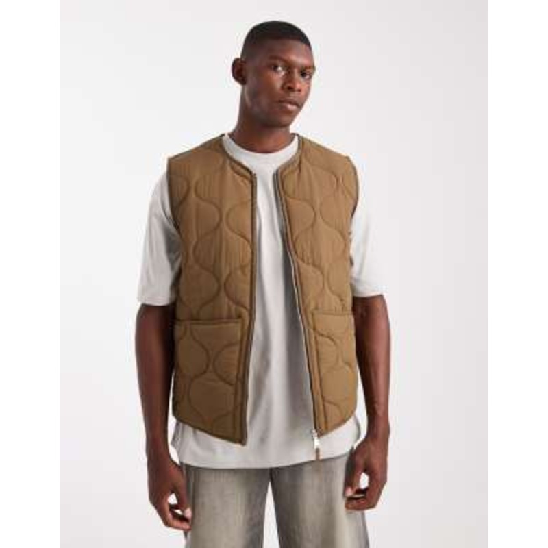 Farah Cambell padded vest in brown
