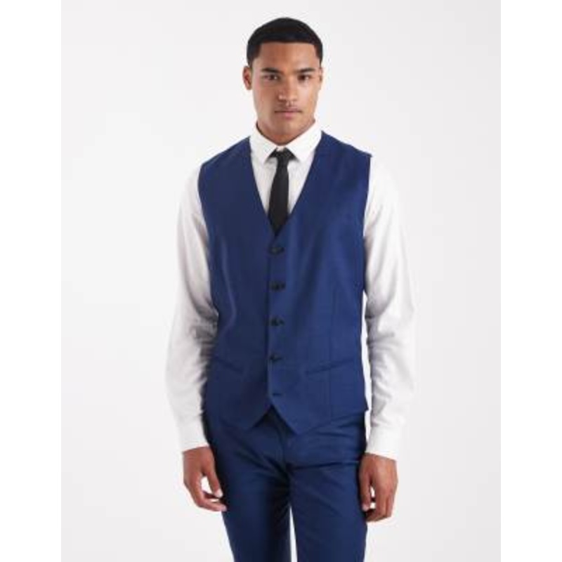 Jack & Jones slim fit wool blend vest in blue