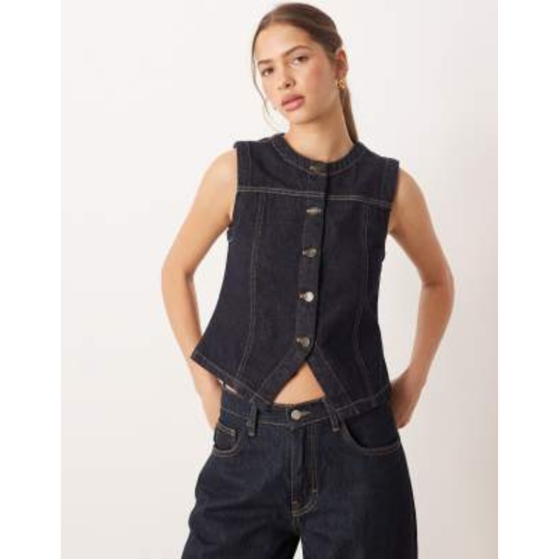 JJXX denim vest in dark blue