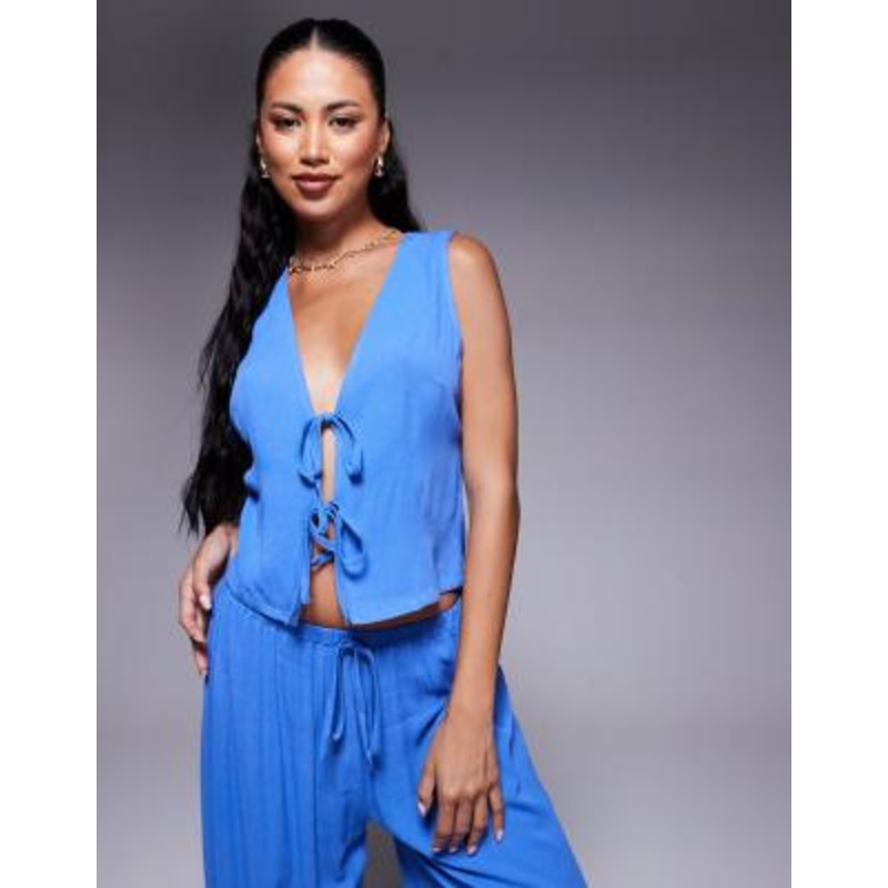 Kaiia exclusive sleeveless vest top in cobalt blue – part of a set