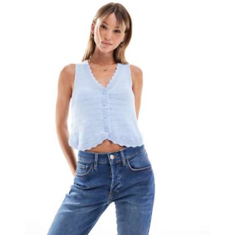 Mango knit vest in light blue