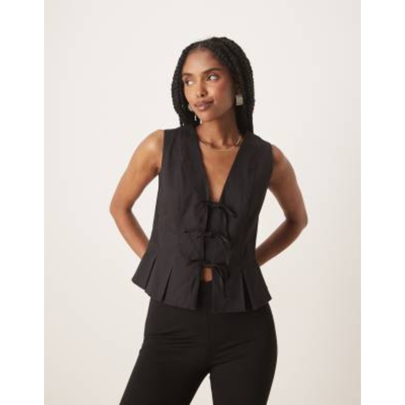 Nobody’s Child Ezia tie front vest in black