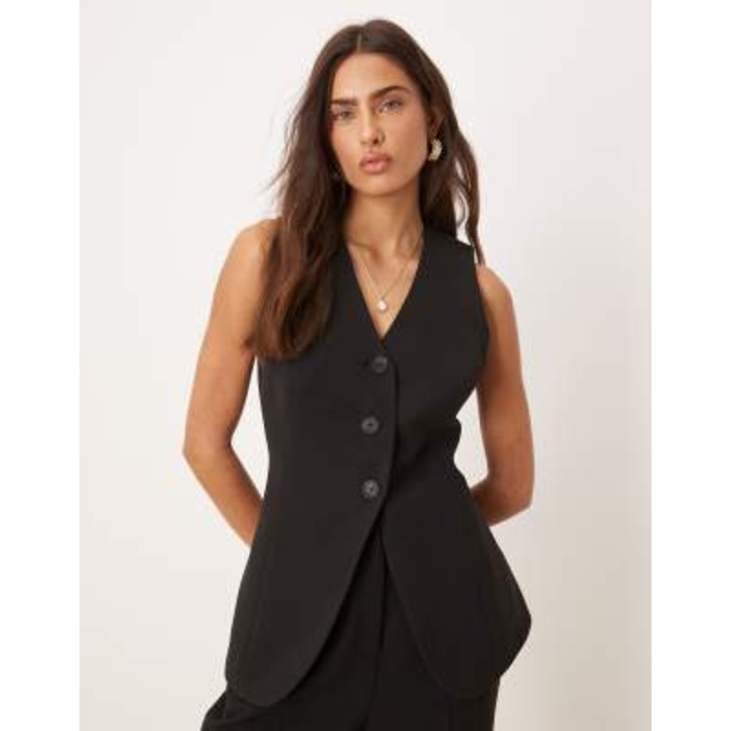 Nobody’s Child Leo longline tailored vest in black – part of a set
