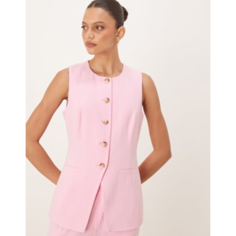 Nobody’s Child longline crew vest in pink