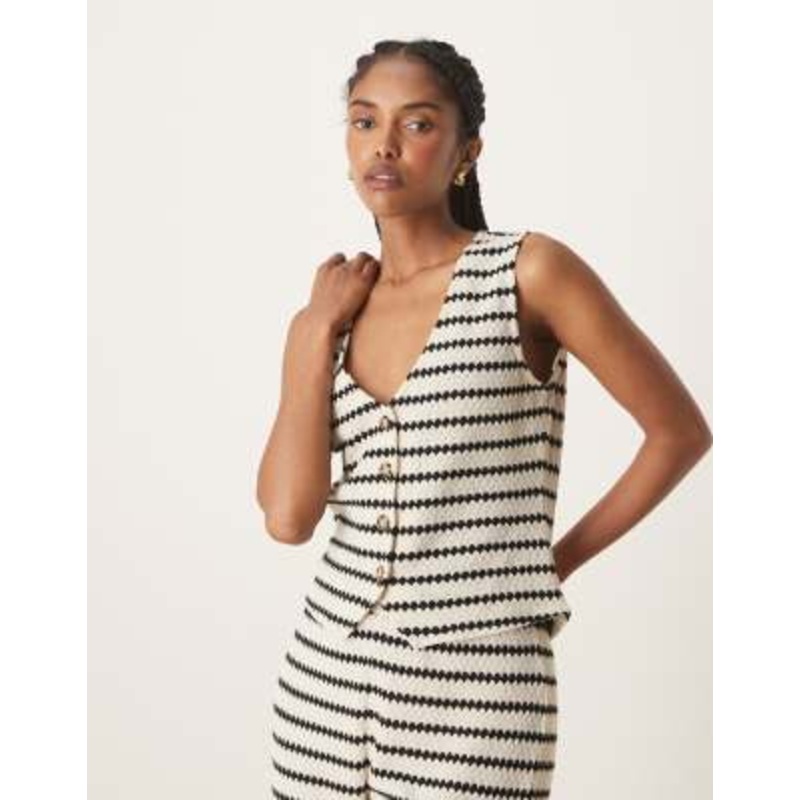 Nobody’s Child textured vest in black and white stripes – part of a set
