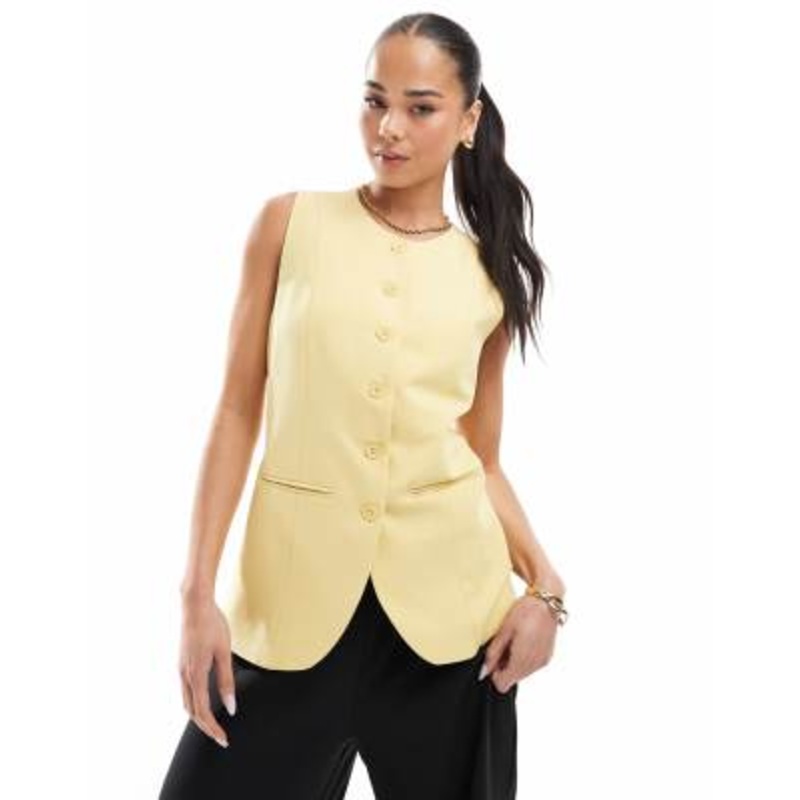 ONLY high neck vest in butter yellow