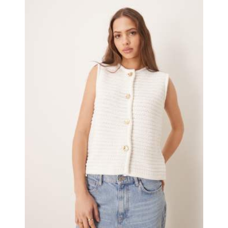 Pretty Lavish crochet knit vest in cream