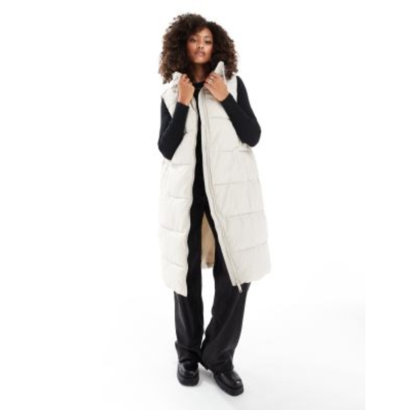 Vero Moda padded longline vest in stone