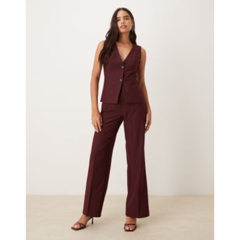 Mango 2-in- 1 vest jumpsuit in dark red