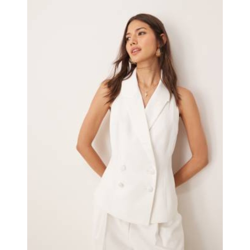 Miss Selfridge halter vest in ivory