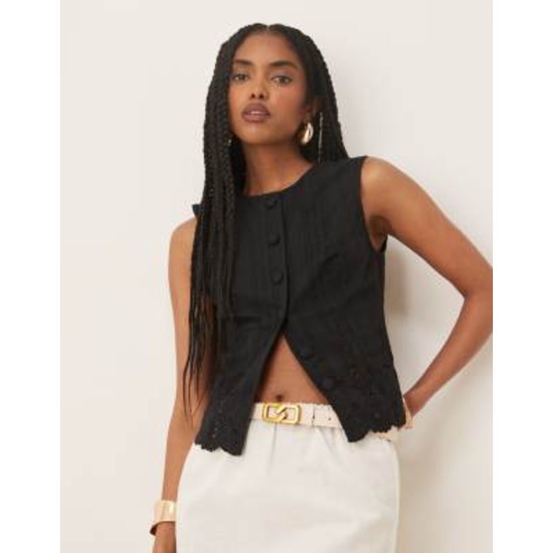 Nobody’s Child Layla embroidered vest in black