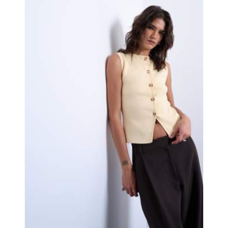 Topshop knit compact vest in buttermilk