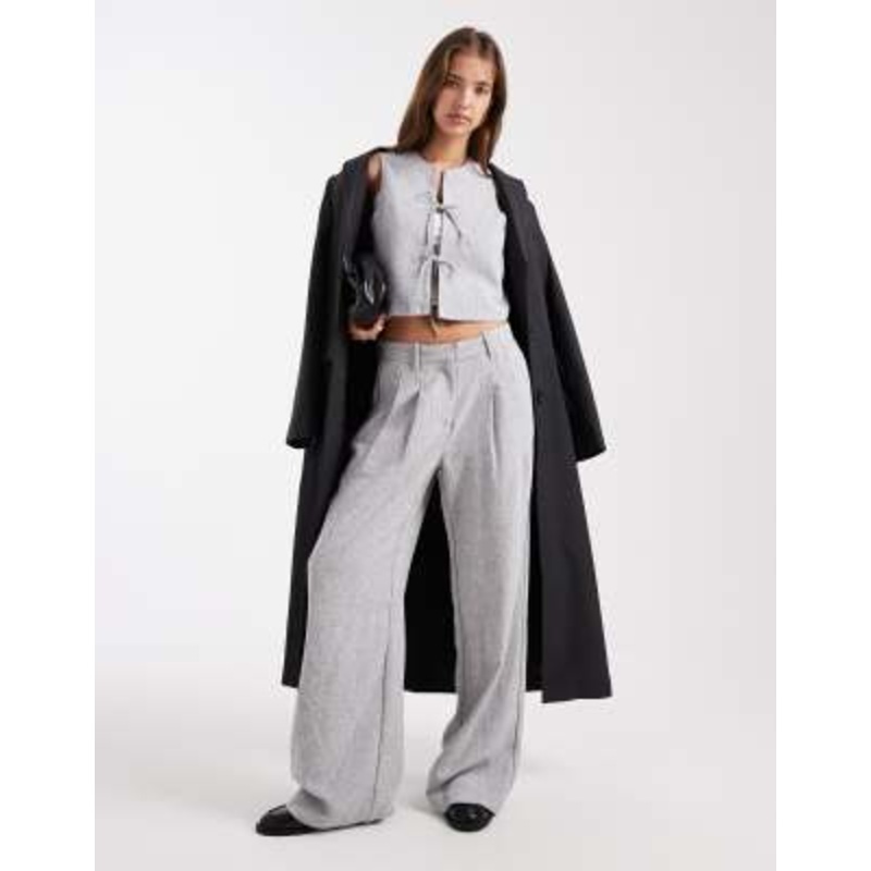 Vero Moda tailored vest and pants set in heather gray