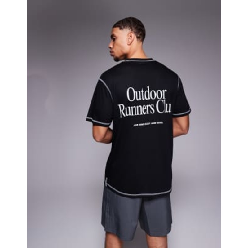 4505 Outdoor Runner back graphic quick dry mesh t-shirt in black