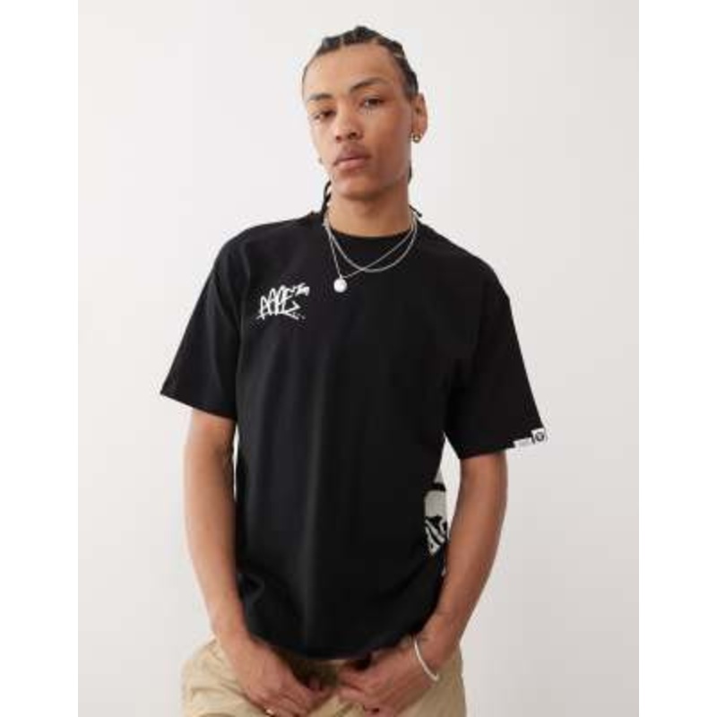 Aape by A Bathing Ape boxy fit t-shirt in black with placement skate logo print