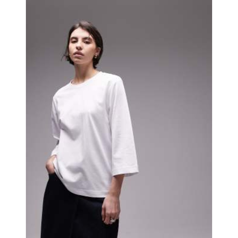 ARKET heavyweight 3/4 sleeve T-shirt in white
